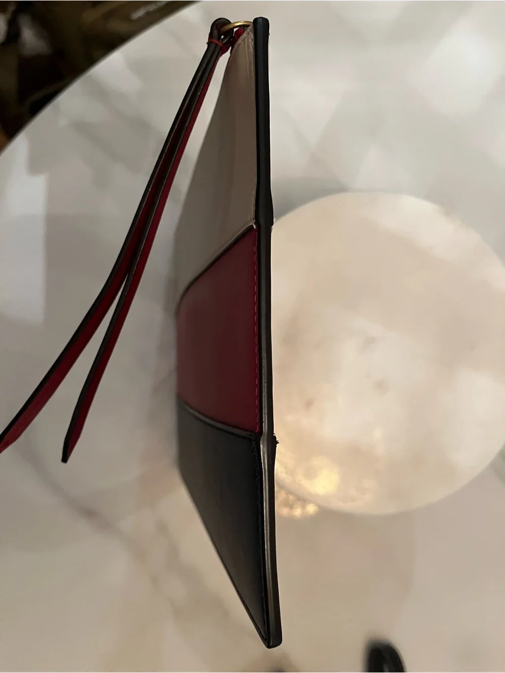 Gucci Large Leather Wristlet in White, Red, Navy Blue (Queen Margaret)